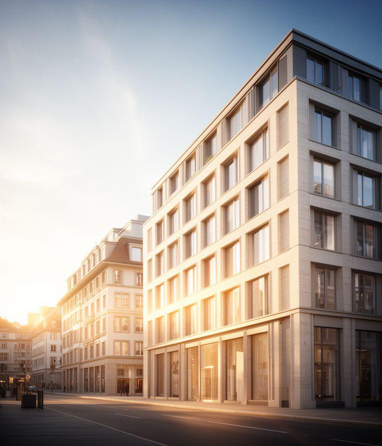 Moderne Zürcher Architektur mit klaren Linien und warmem Licht als visuelle Inspiration für ArchLux Beauty